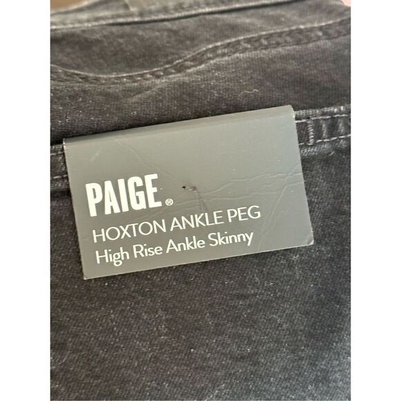 PAIGE Hoxton Ankle Peg Jeans Raw Hem Black size 24 NWT - Picture 13 of 13